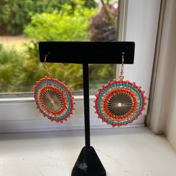 Anthropologie Rush Beaded Hoop Earrings - Picture 4 of 5